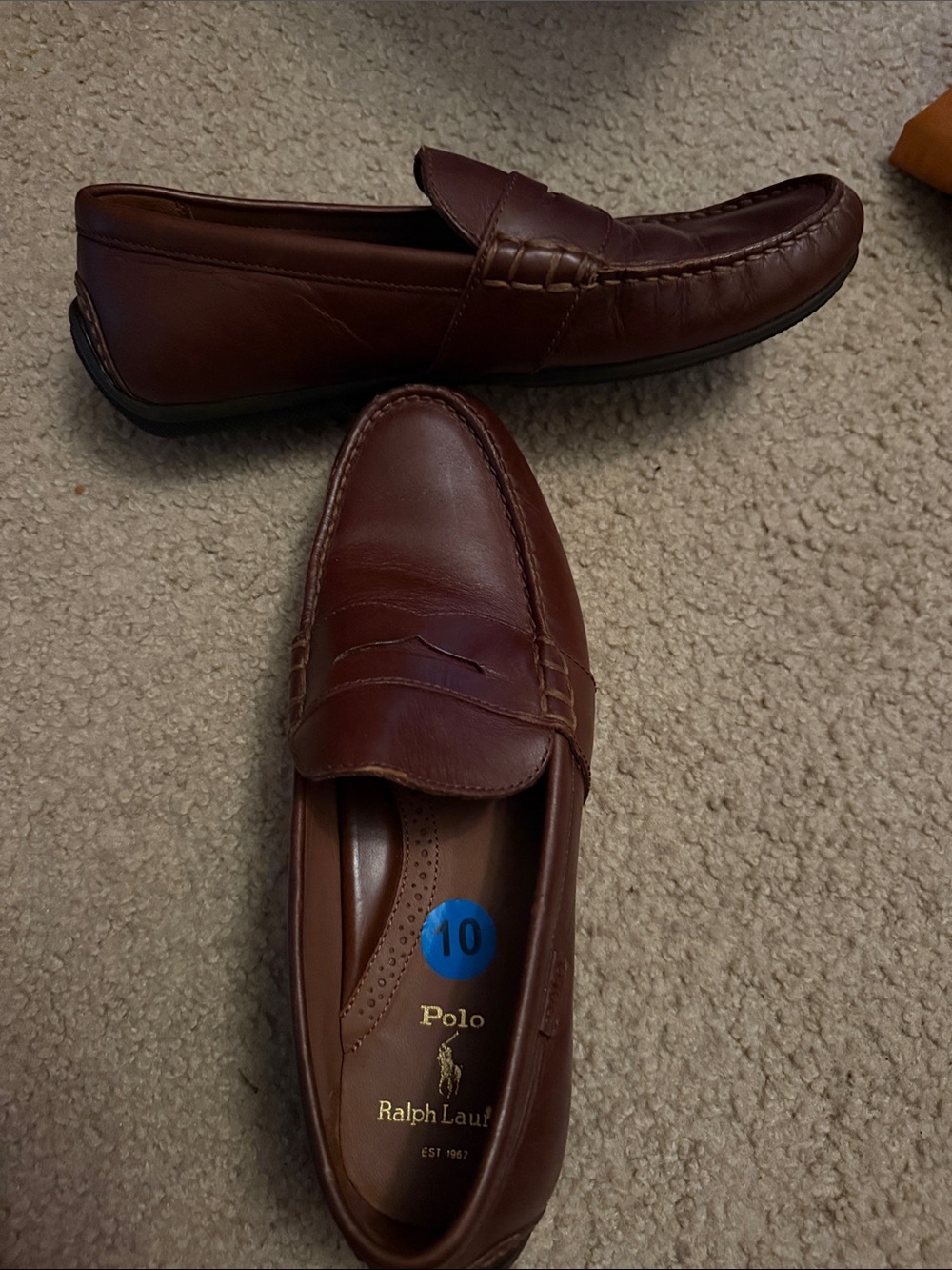 Polo by Ralph Lauren Men’s Chestnut Leather Penny Loafers